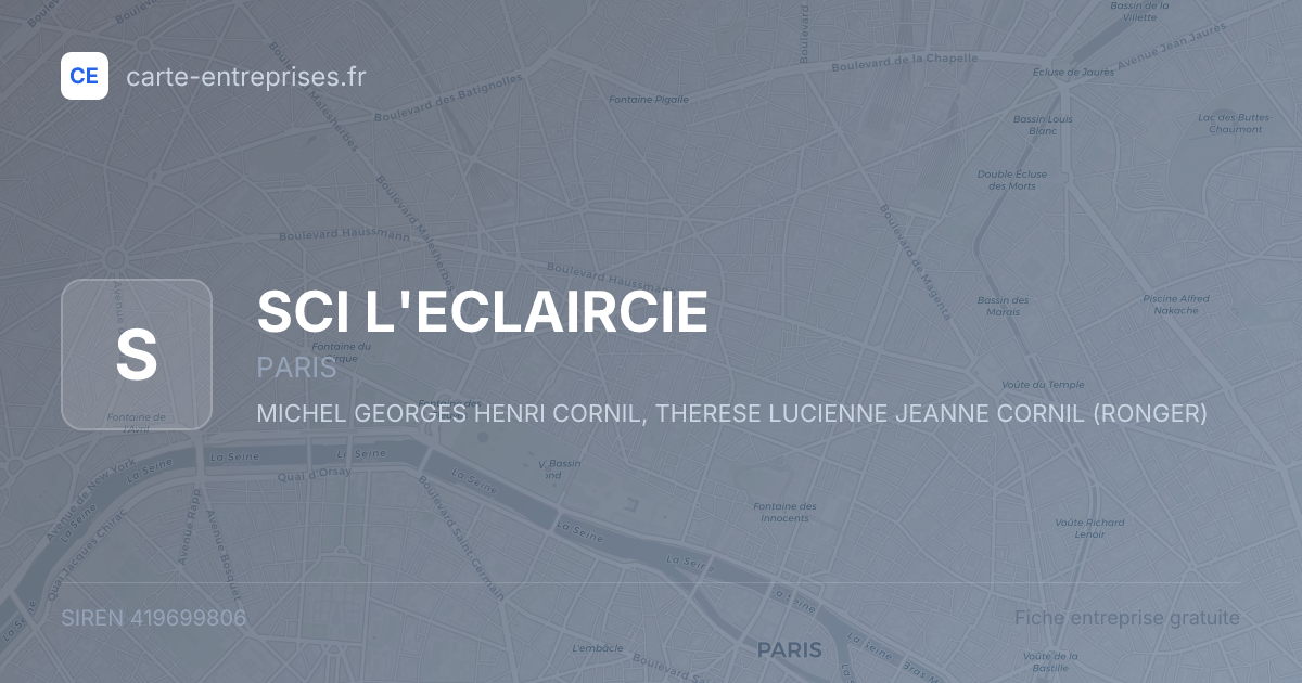 SCI L'ECLAIRCIE — 419699806 — fiche entreprise