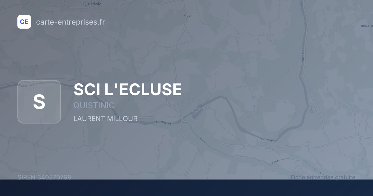 SCI L'ECLUSE — 340270768 — fiche entreprise