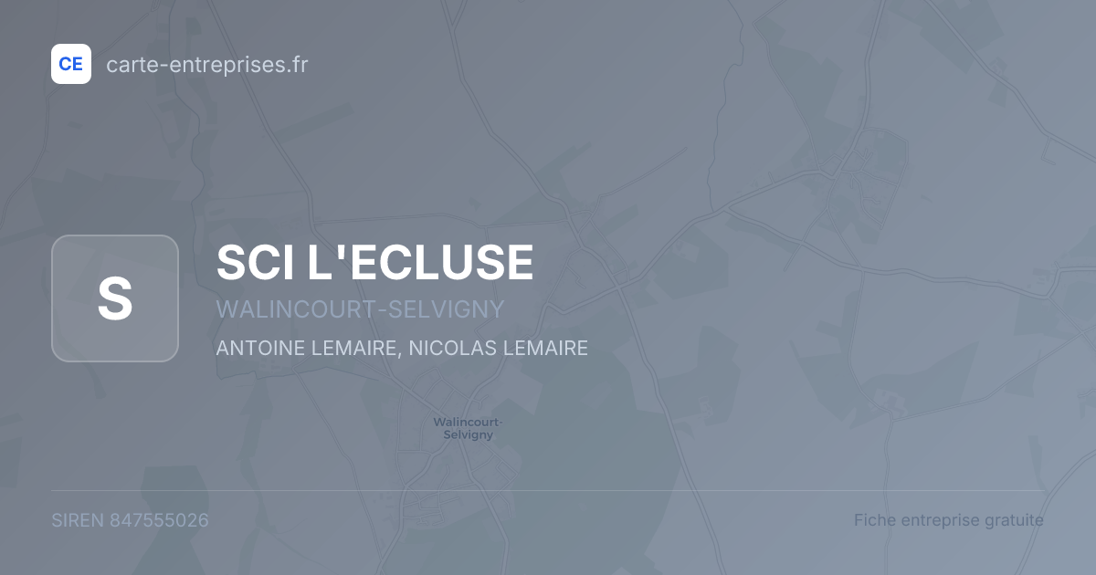 SCI L'ECLUSE — 847555026 — fiche entreprise