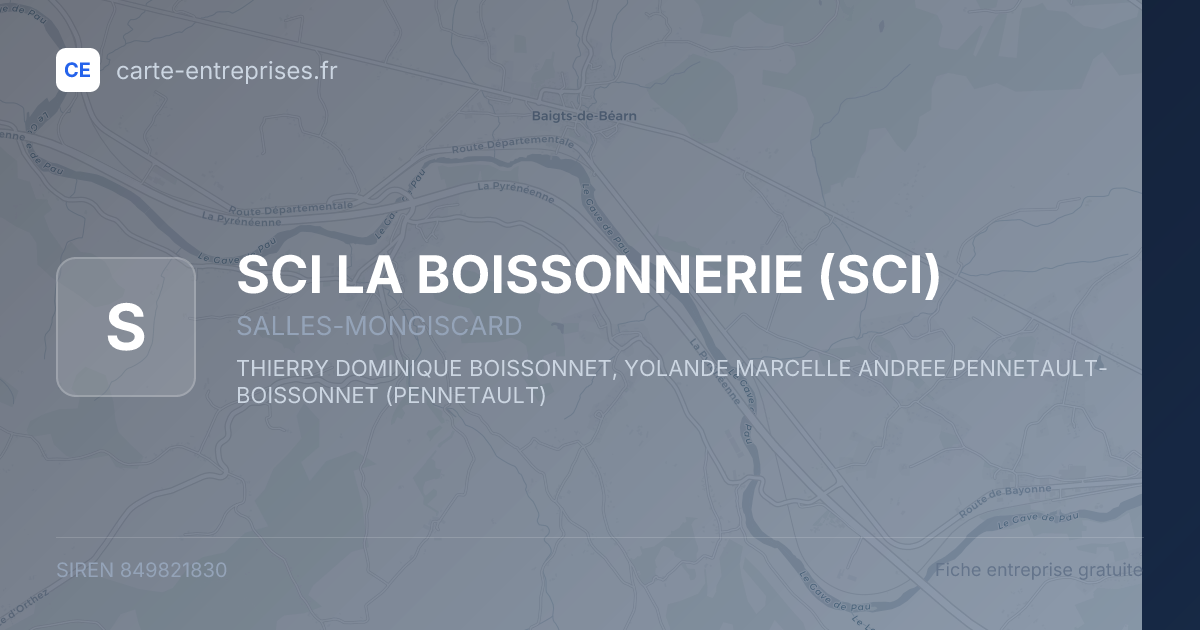 SCI LA BOISSONNERIE (SCI) — 849821830 — fiche entreprise