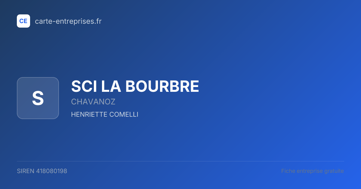 SCI LA BOURBRE — 418080198 — fiche entreprise