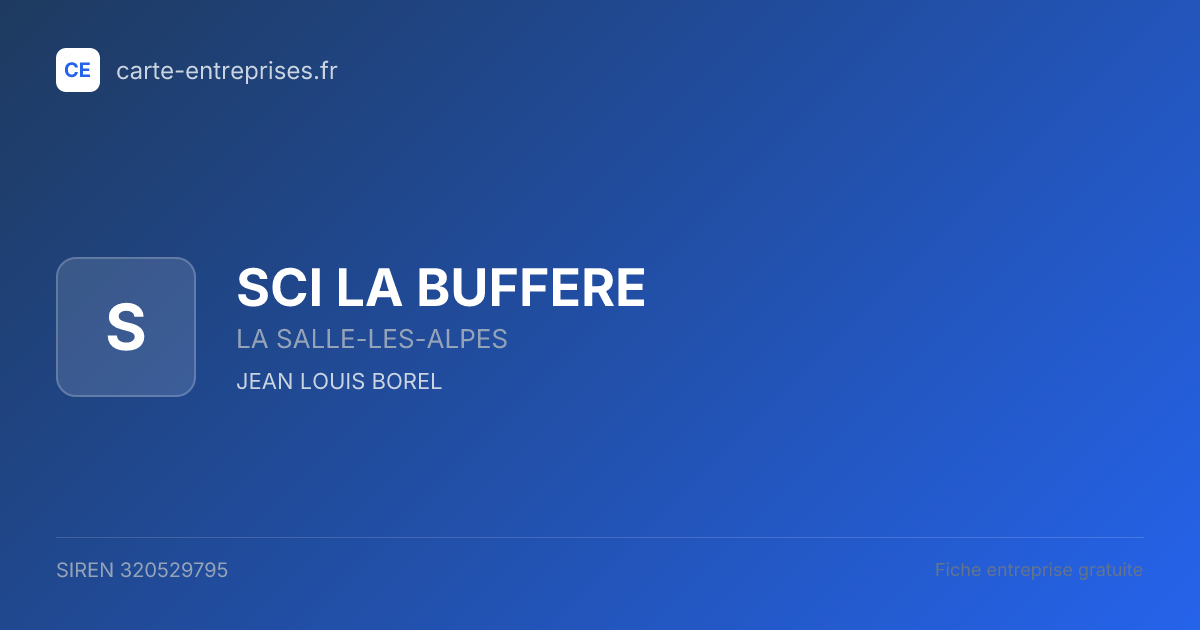 SCI LA BUFFERE — 320529795 — fiche entreprise