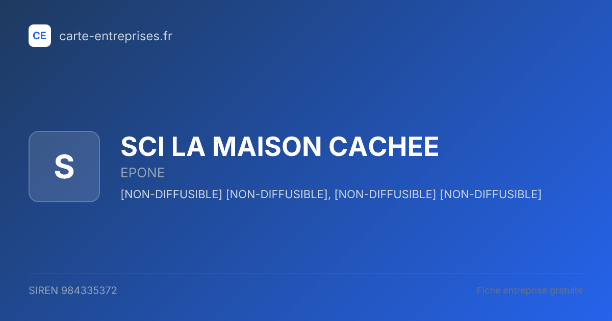 SCI LA MAISON CACHEE — 984335372 — fiche entreprise