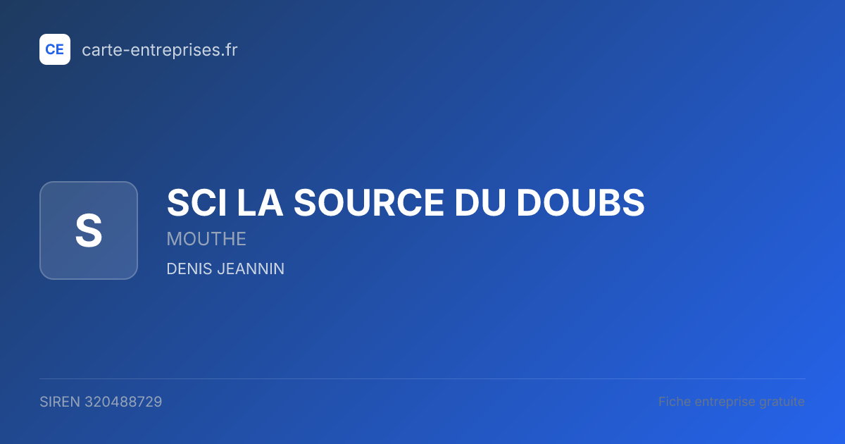 SCI LA SOURCE DU DOUBS — 320488729 — fiche entreprise