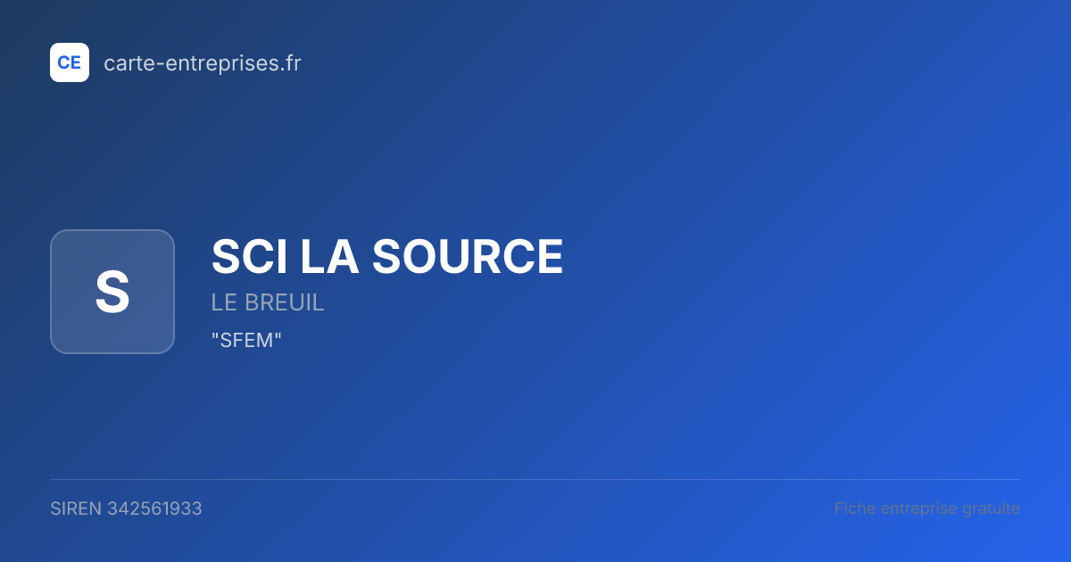 SCI LA SOURCE — 342561933 — fiche entreprise