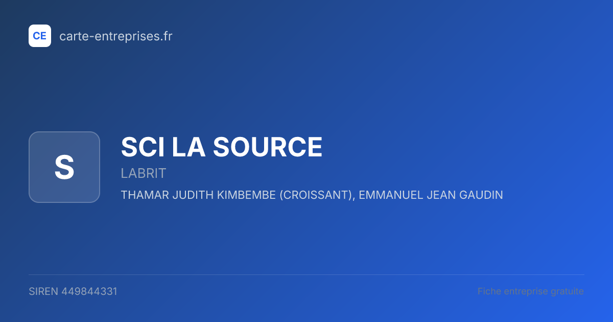 SCI LA SOURCE — 449844331 — fiche entreprise