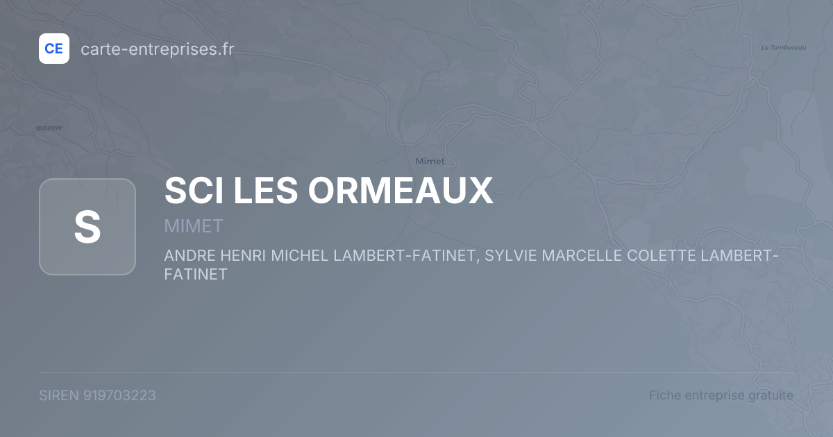 SCI LES ORMEAUX — 919703223 — fiche entreprise