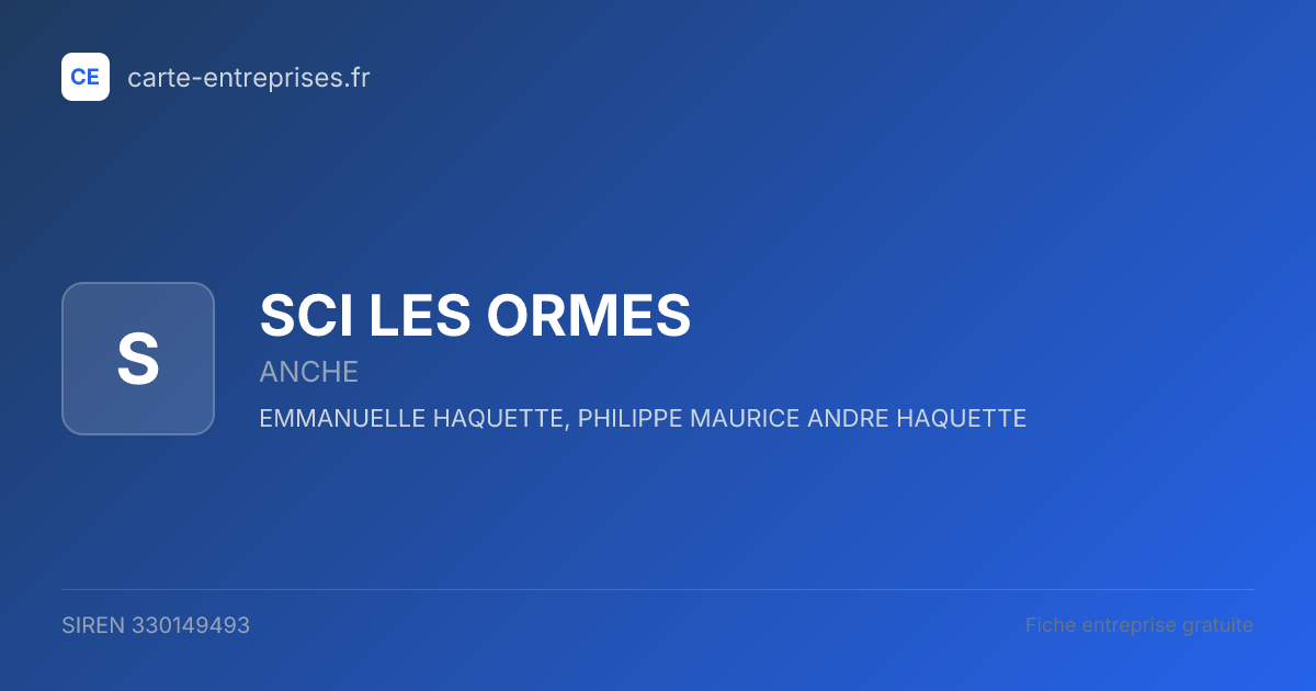 SCI LES ORMES — 330149493 — fiche entreprise