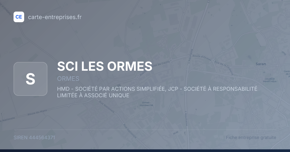 SCI LES ORMES — 444564371 — fiche entreprise