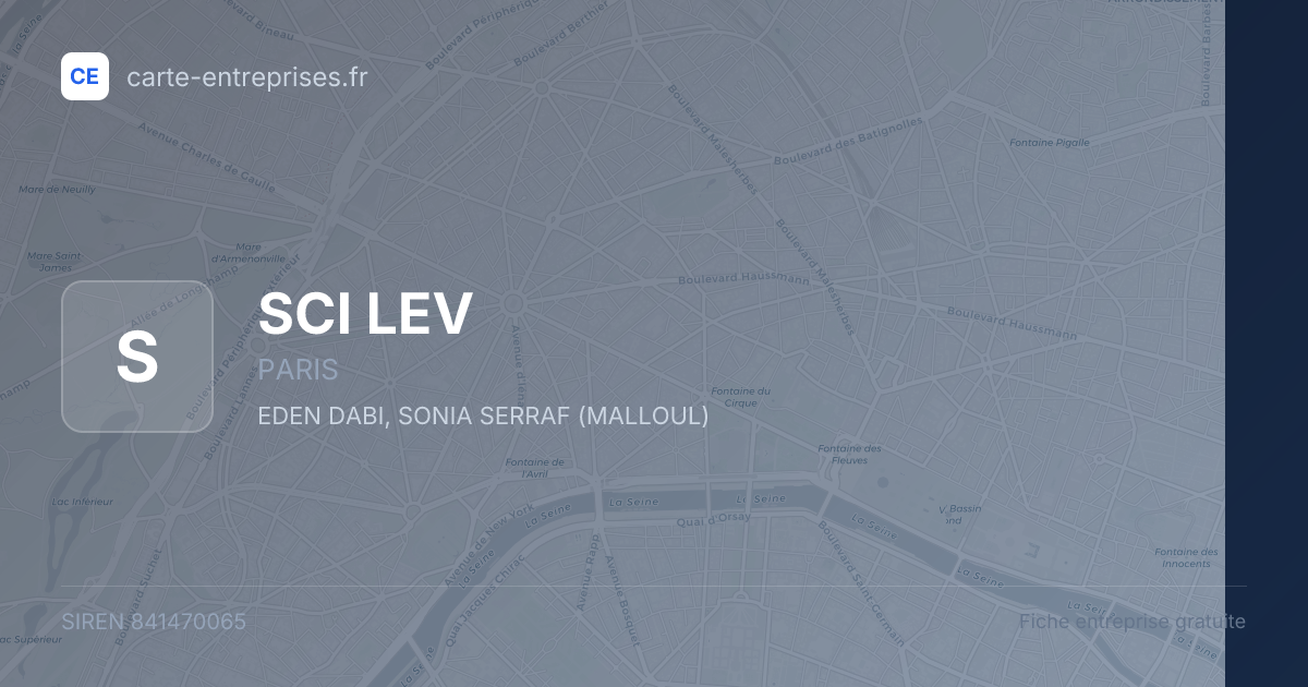 SCI LEV — 841470065 — fiche entreprise