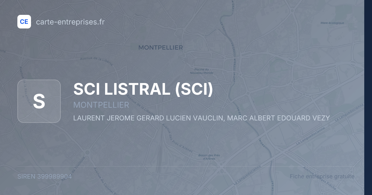 SCI LISTRAL (SCI) — 399989904 — fiche entreprise