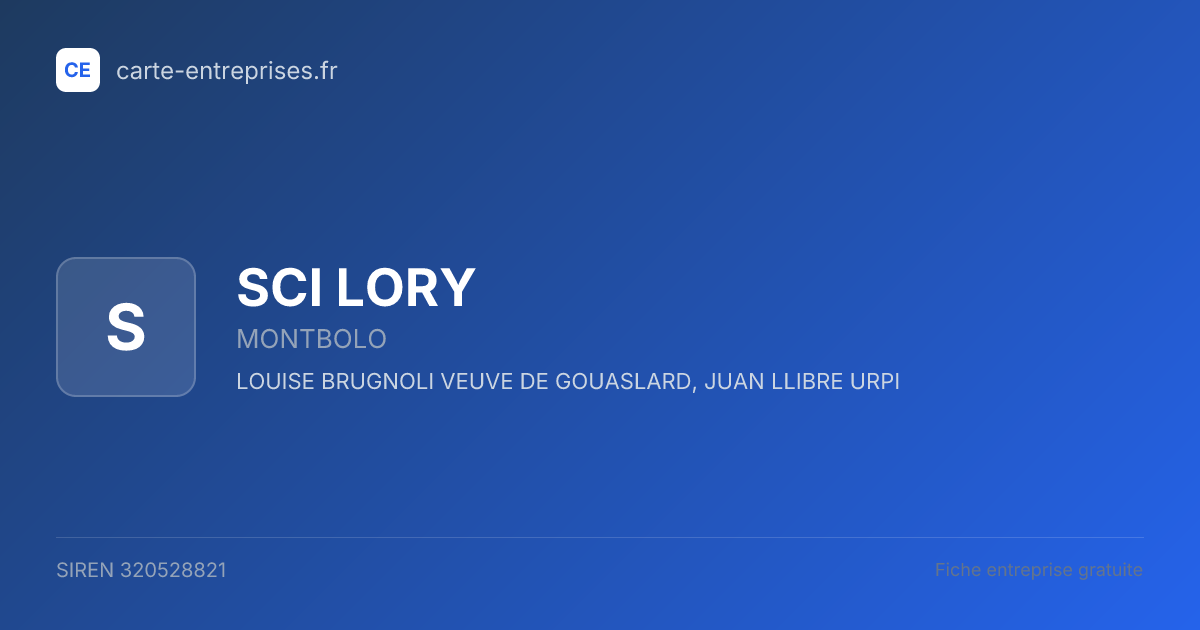 SCI LORY — 320528821 — fiche entreprise