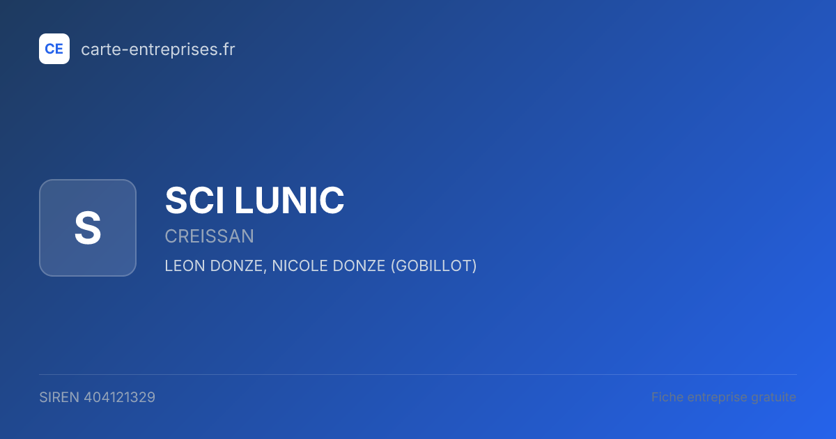 SCI LUNIC — 404121329 — fiche entreprise