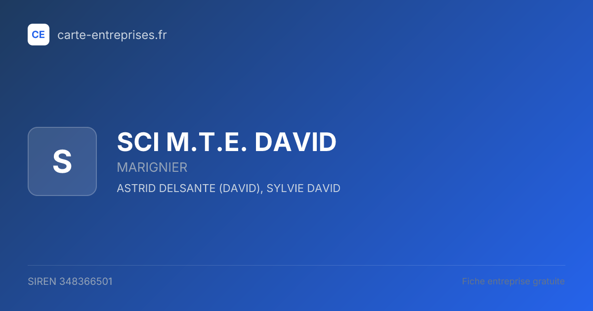 SCI M.T.E. DAVID — 348366501 — fiche entreprise