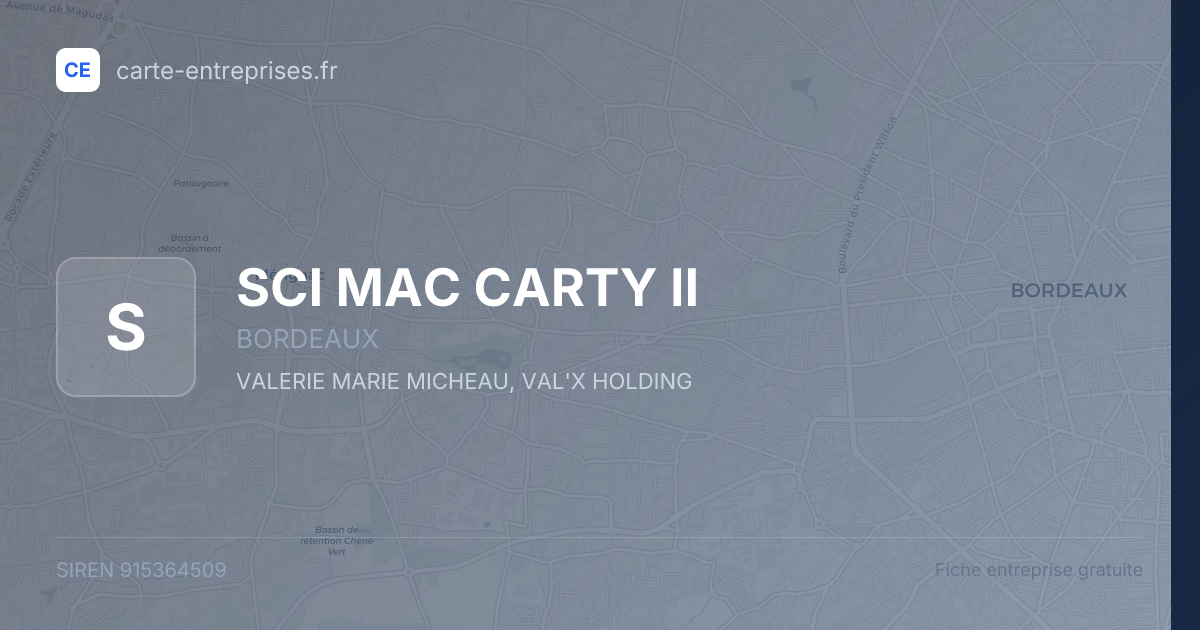 SCI MAC CARTY II — 915364509 — fiche entreprise