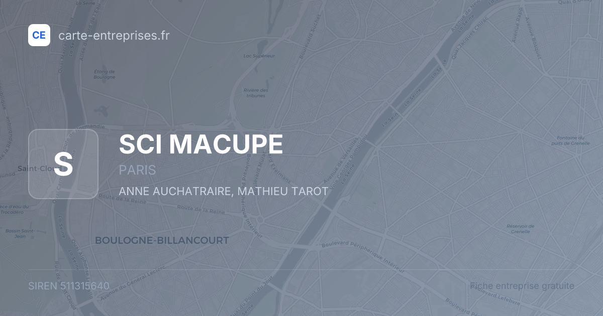 SCI MACUPE — 511315640 — fiche entreprise