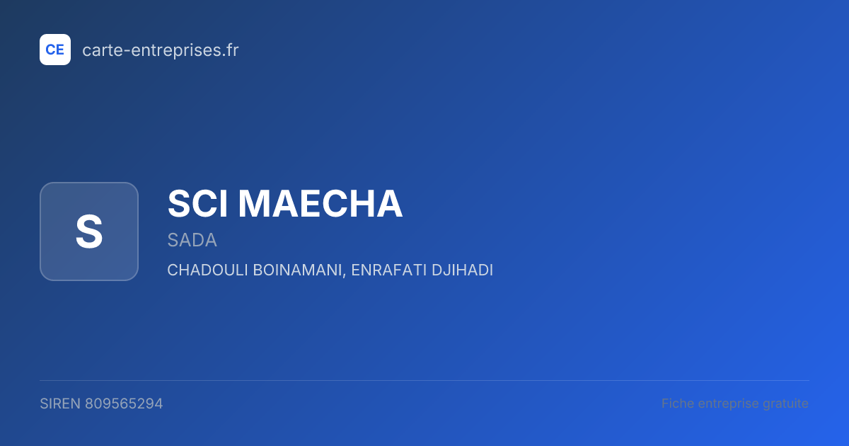 SCI MAECHA — 809565294 — fiche entreprise