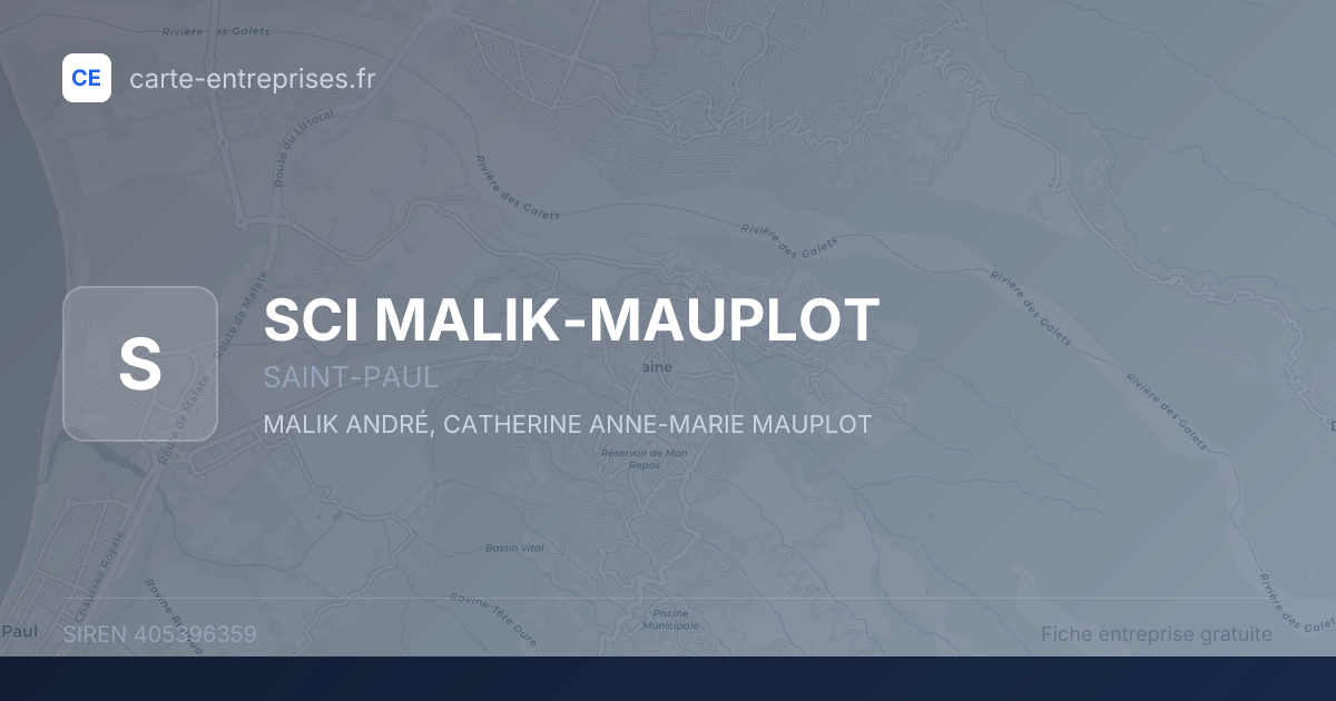 SCI MALIK-MAUPLOT — 405396359 — fiche entreprise
