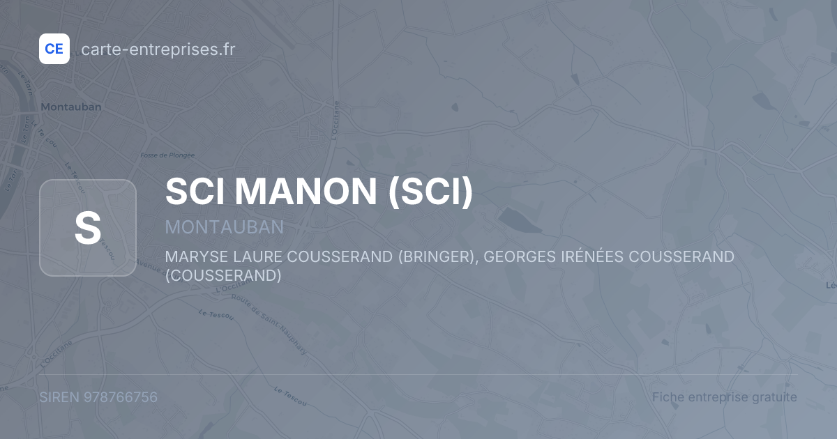 SCI MANON (SCI) — 978766756 — fiche entreprise
