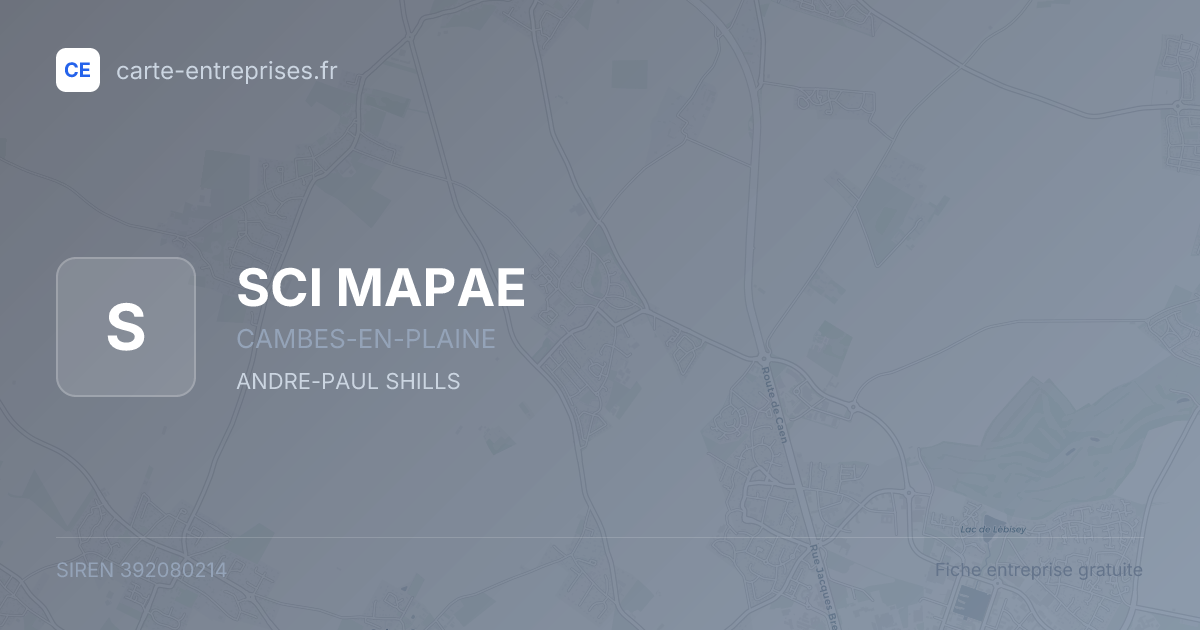 SCI MAPAE — 392080214 — fiche entreprise