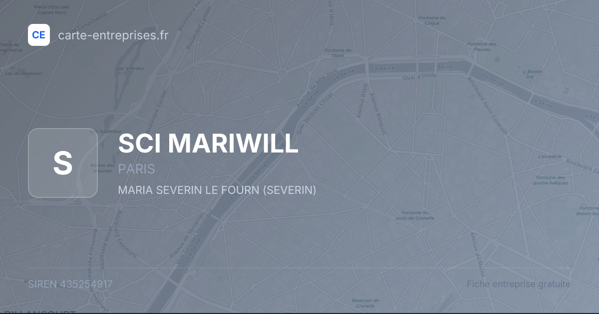 SCI MARIWILL — 435254917 — fiche entreprise