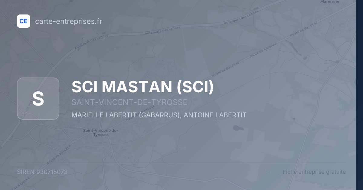 SCI MASTAN (SCI) — 930715073 — fiche entreprise