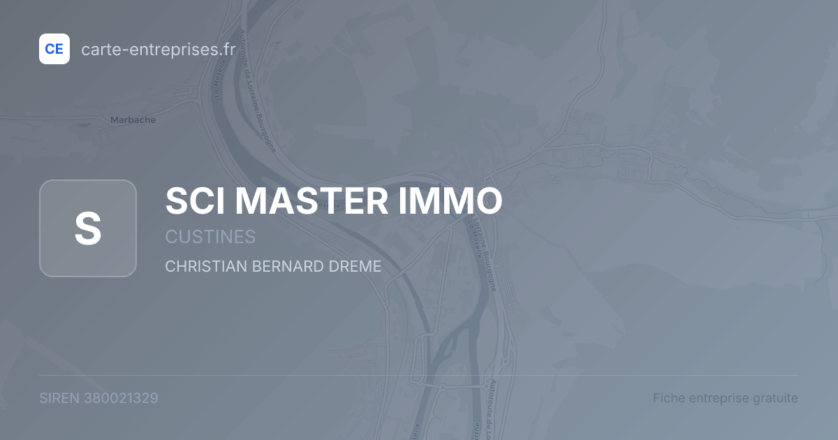 SCI MASTER IMMO — 380021329 — fiche entreprise