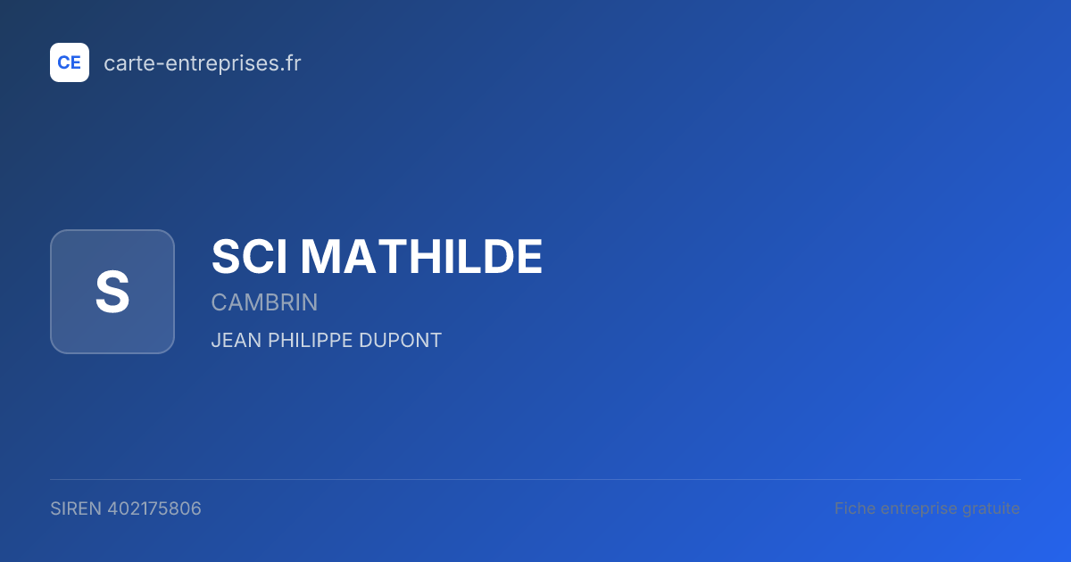 SCI MATHILDE — 402175806 — fiche entreprise