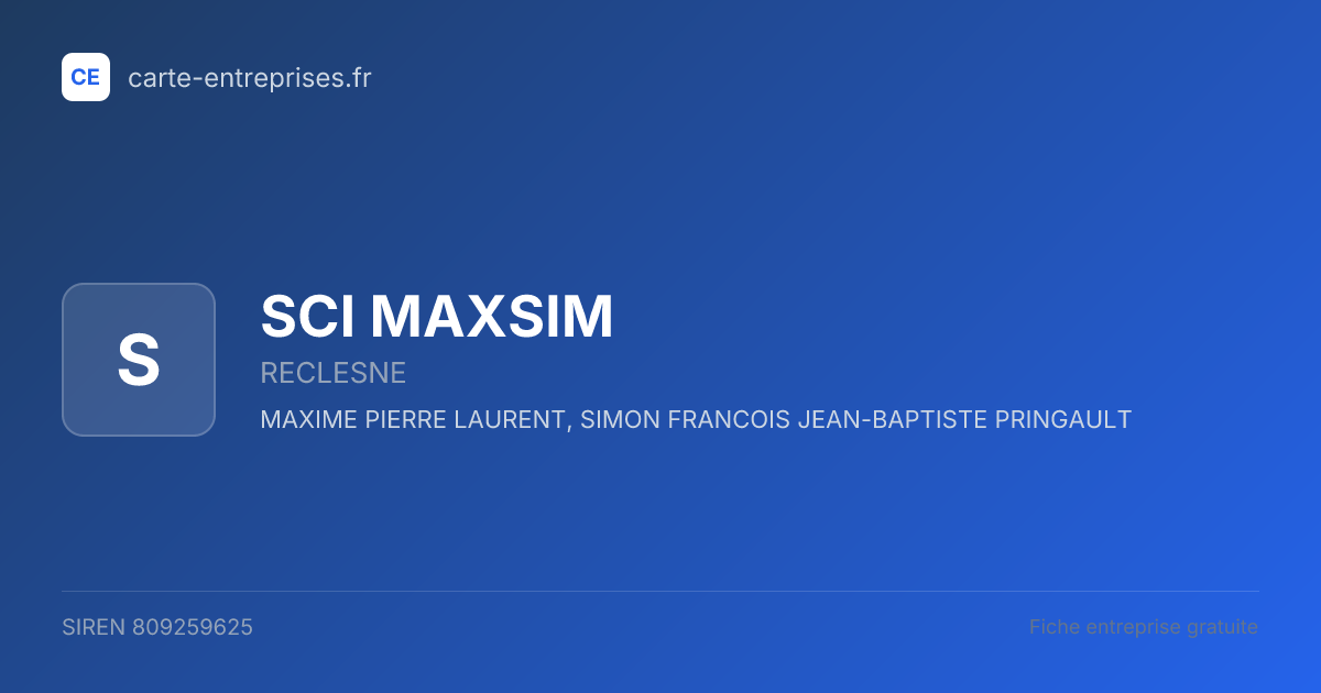 SCI MAXSIM — 809259625 — fiche entreprise