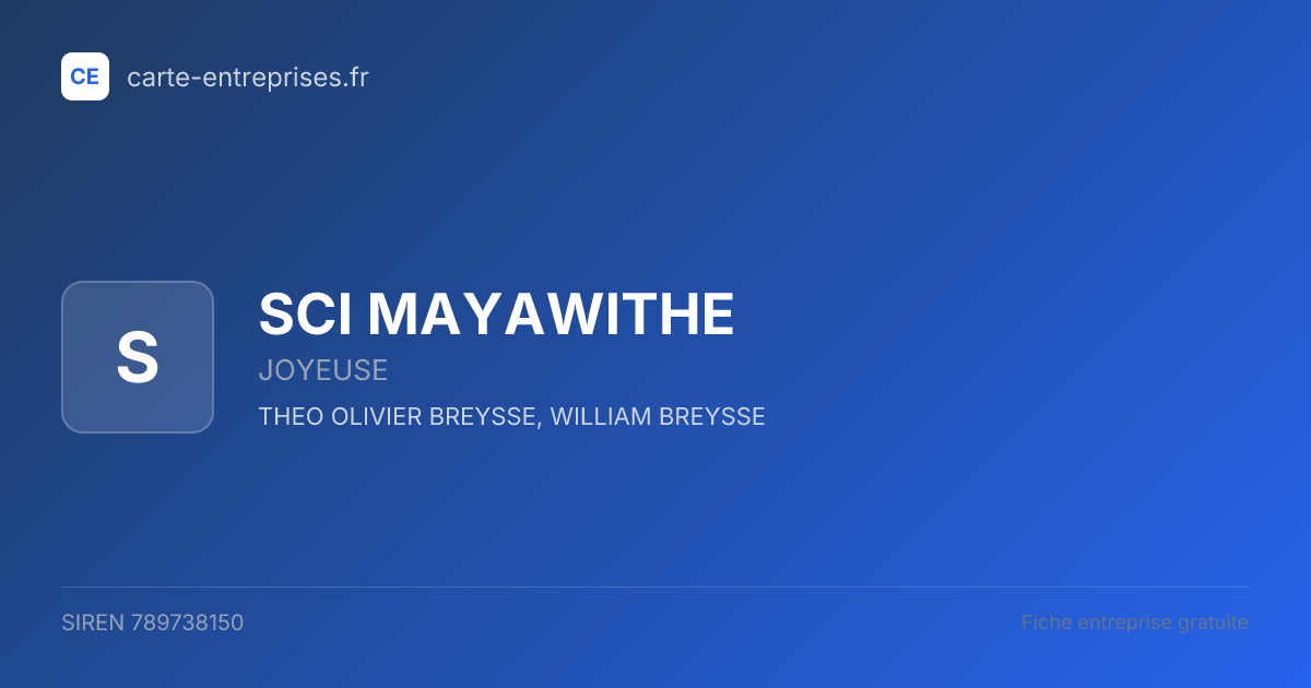SCI MAYAWITHE — 789738150 — fiche entreprise