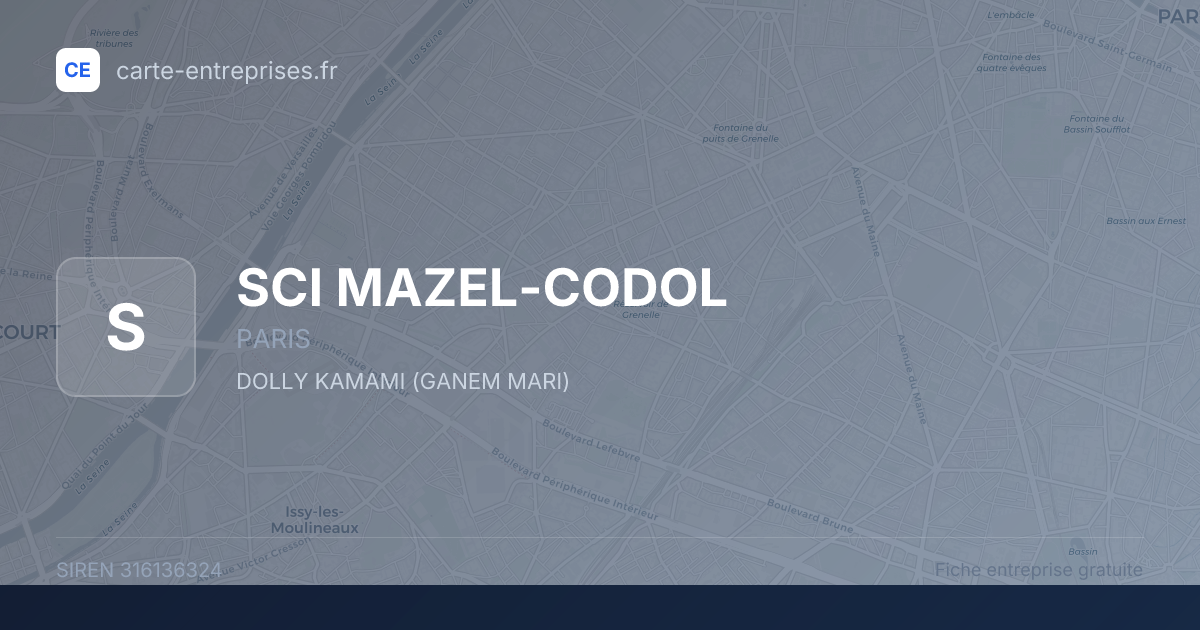 SCI MAZEL-CODOL — 316136324 — fiche entreprise