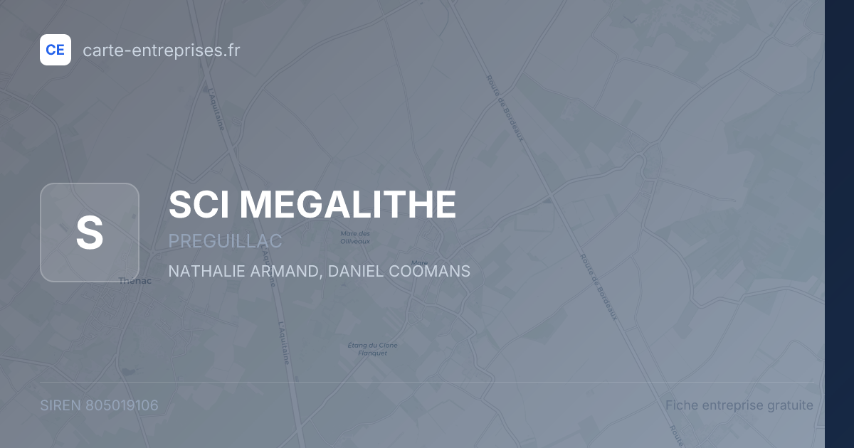 SCI MEGALITHE — 805019106 — fiche entreprise