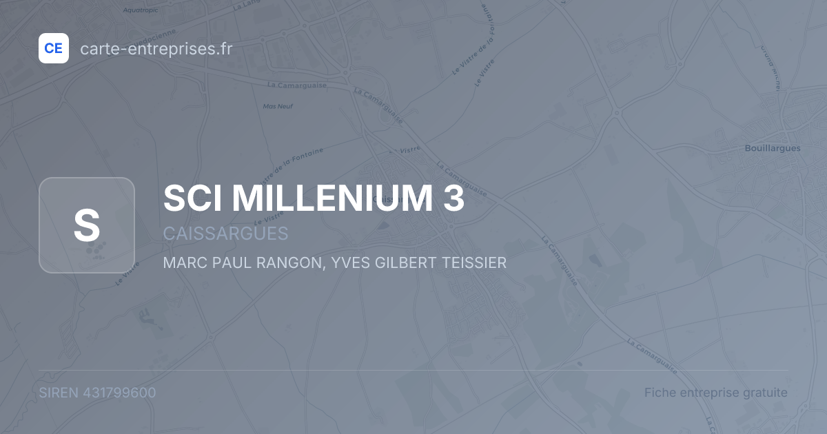 SCI MILLENIUM 3 — 431799600 — fiche entreprise