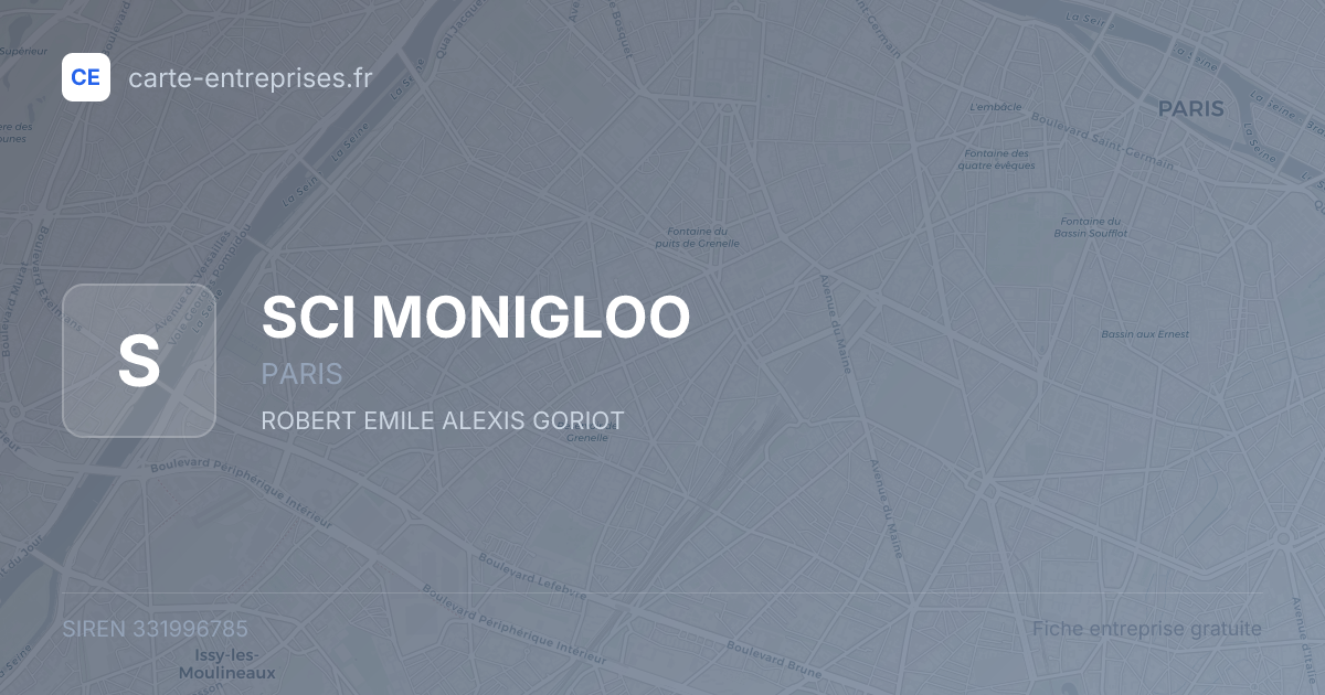 SCI MONIGLOO — 331996785 — fiche entreprise