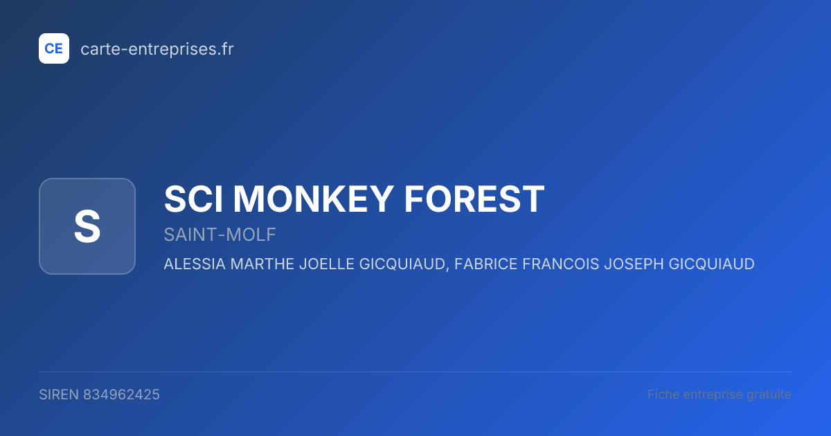SCI MONKEY FOREST — 834962425 — fiche entreprise