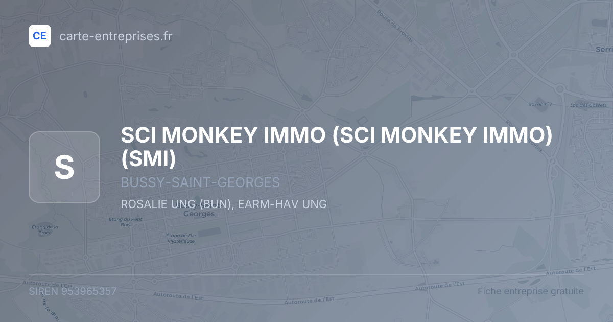 SCI MONKEY IMMO (SCI MONKEY IMMO) (SMI) — 953965357 — fiche entreprise