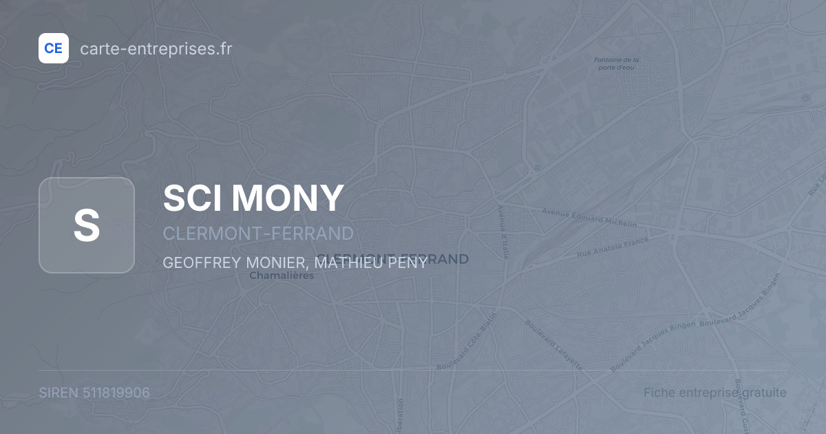 SCI MONY — 511819906 — fiche entreprise