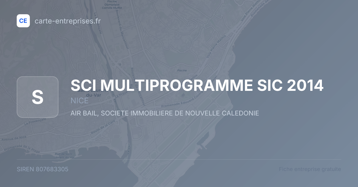SCI MULTIPROGRAMME SIC 2014 — 807683305 — fiche entreprise