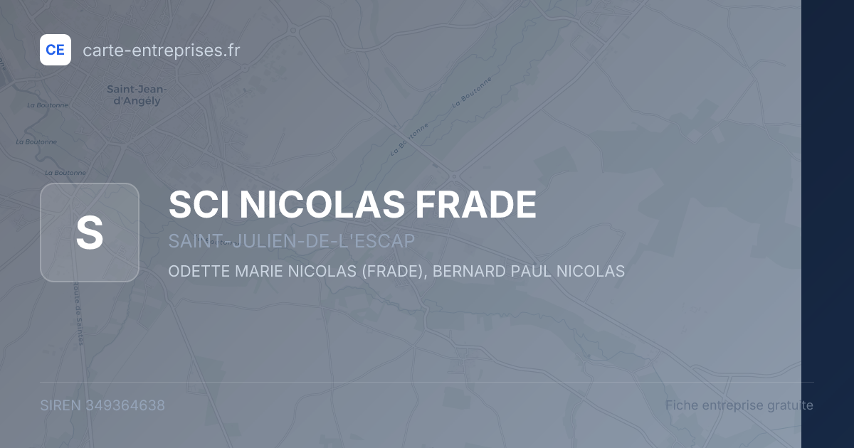 SCI NICOLAS  FRADE — 349364638 — fiche entreprise