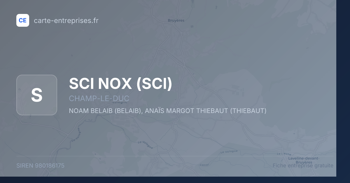 SCI NOX (SCI) — 980186175 — fiche entreprise