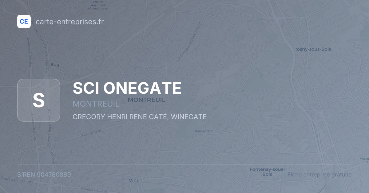 SCI ONEGATE — 904780889 — fiche entreprise
