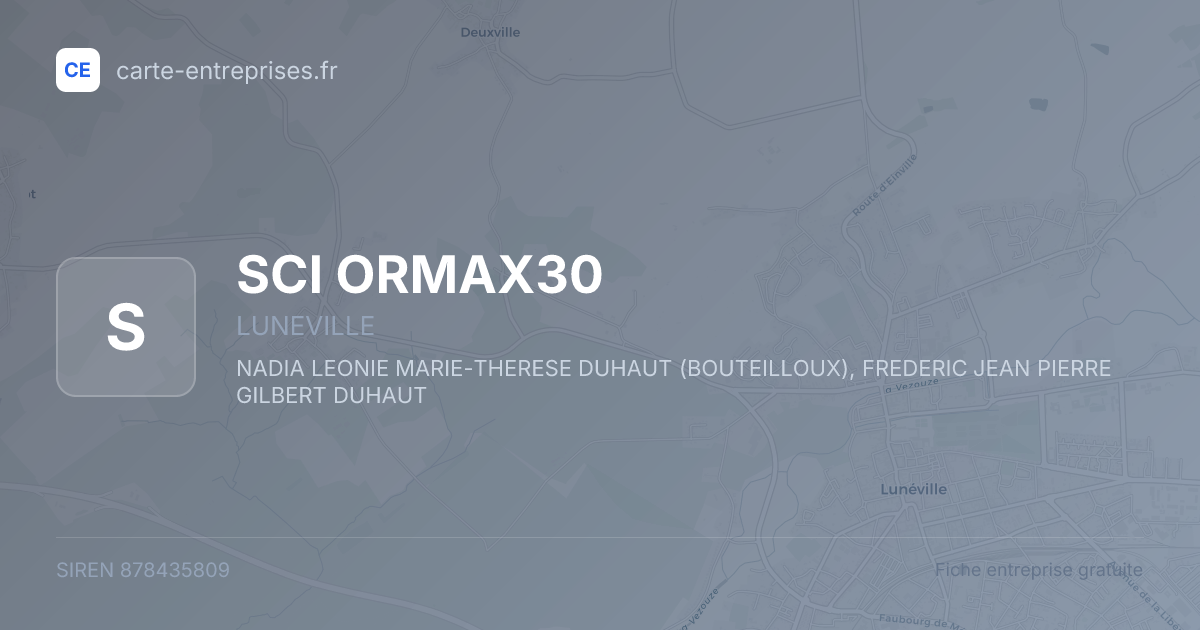 SCI ORMAX30 — 878435809 — fiche entreprise