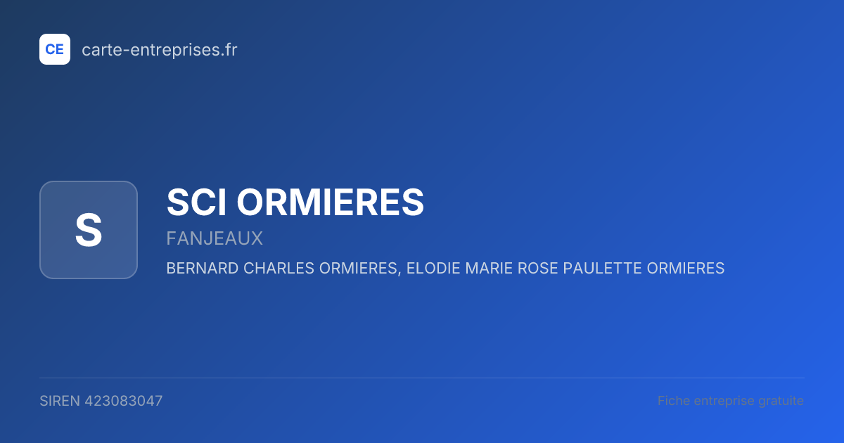 SCI ORMIERES — 423083047 — fiche entreprise