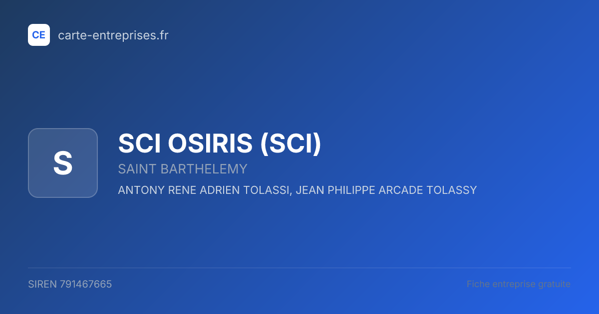 SCI OSIRIS (SCI) — 791467665 — fiche entreprise