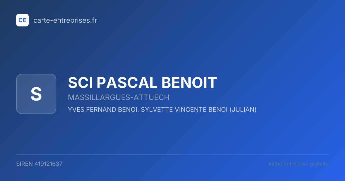 SCI PASCAL BENOIT — 419121637 — fiche entreprise