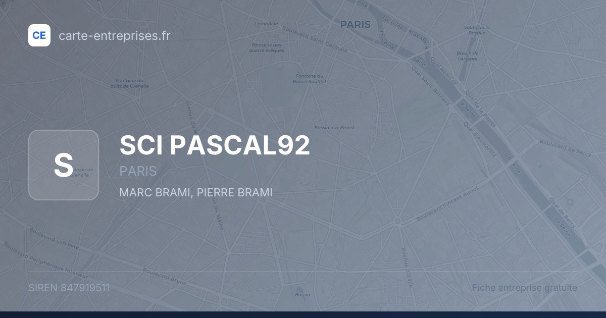 SCI PASCAL92 — 847919511 — fiche entreprise