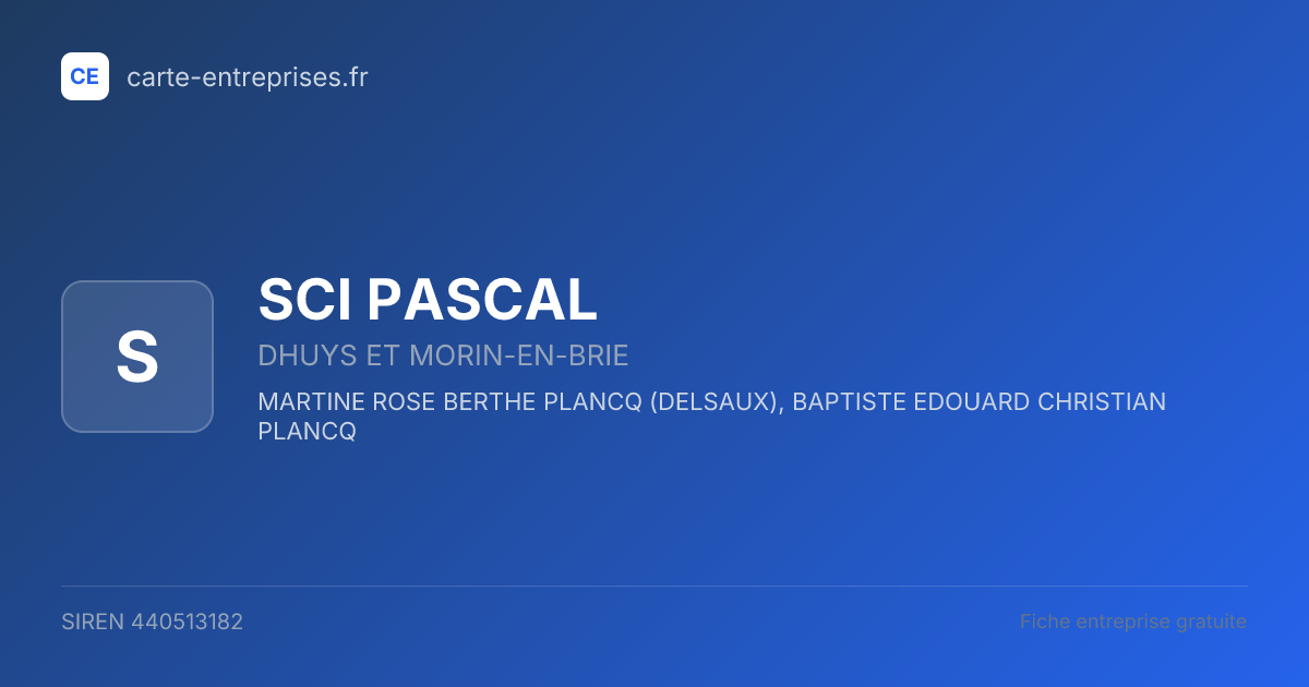 SCI PASCAL — 440513182 — fiche entreprise