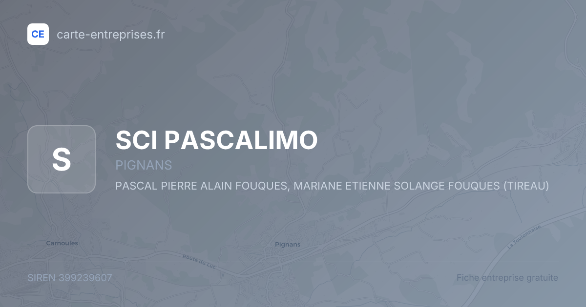 SCI PASCALIMO — 399239607 — fiche entreprise