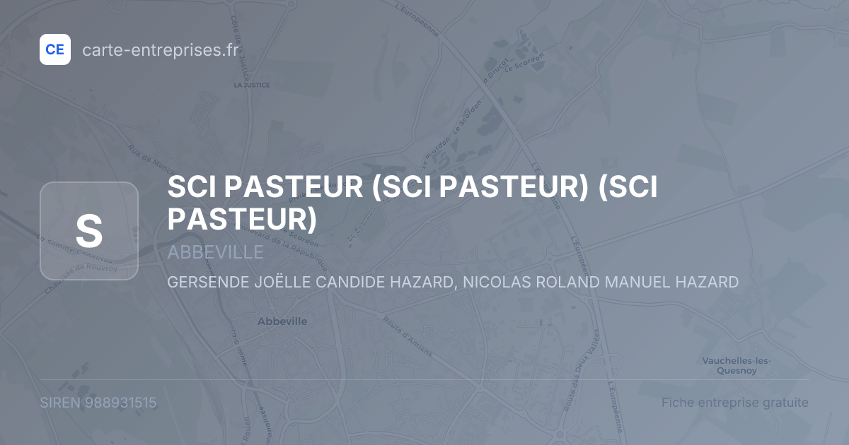 SCI PASTEUR (SCI PASTEUR) (SCI PASTEUR) — 988931515 — fiche entreprise