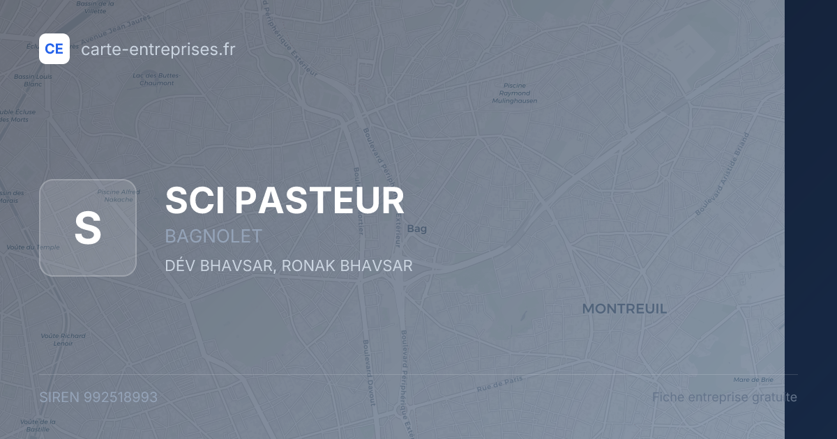 SCI PASTEUR — 992518993 — fiche entreprise